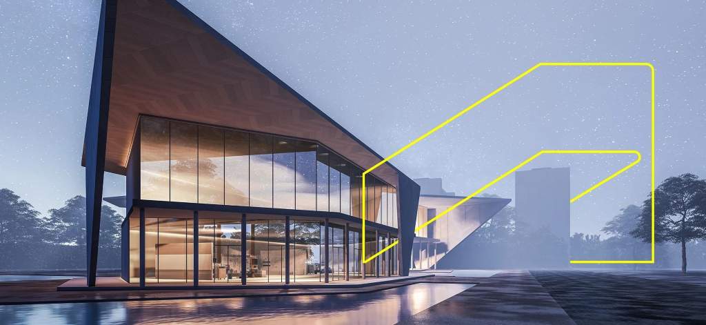 Wizualizacja architektoniczna budynku wykonana w oprogramowaniu Autodesk